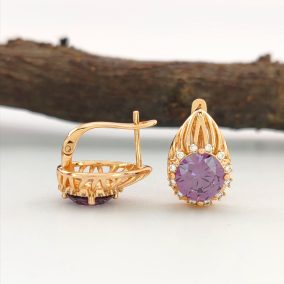 Gitta Purple aranyszínű orvosi fém fülbevaló