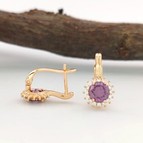 Betta Purple aranyszínű orvosi fém fülbevaló