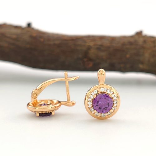 Nikoletta Purple aranyszínű orvosi fém fülbevaló