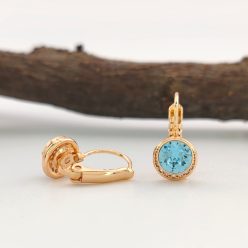   Soliné Blue aranyszínű orvosi fém fülbevaló Swarovski kristállyal