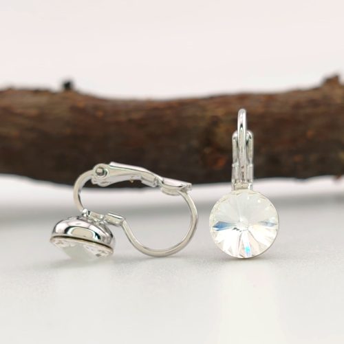 Erina White ezüstszínű orvosi fém fülbevaló Swarovski kristállyal