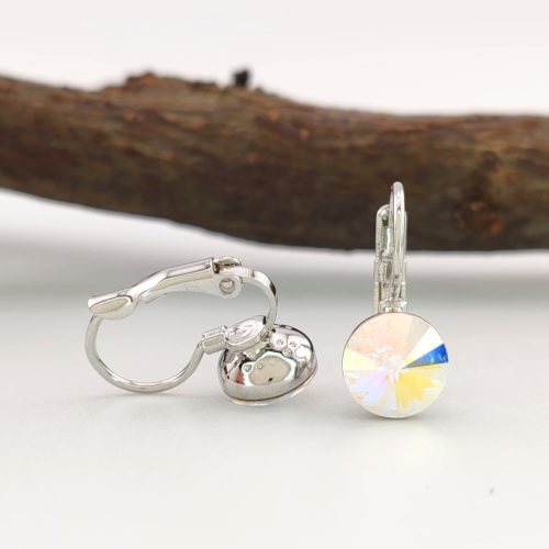 Erina ezüstszínű orvosi fém fülbevaló Swarovski kristállyal