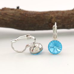   Erina Blue ezüstszínű orvosi fém fülbevaló Swarovski kristállyal