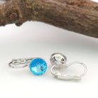 Erina Blue ezüstszínű orvosi fém fülbevaló Swarovski kristállyal