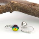 Erina Green ezüstszínű orvosi fém fülbevaló Swarovski kristállyal