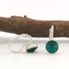 Erina Smaragd ezüstszínű orvosi fém fülbevaló Swarovski kristállyal