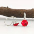 Erina Red ezüstszínű orvosi fém fülbevaló Swarovski kristállyal