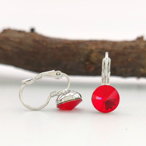 Erina Red ezüstszínű orvosi fém fülbevaló Swarovski kristállyal