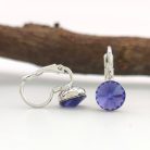 Erina Purple ezüstszínű orvosi fém fülbevaló Swarovski kristállyal
