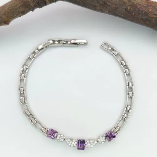 Hedvig Purple ezüstszínű orvosi fém karkötő