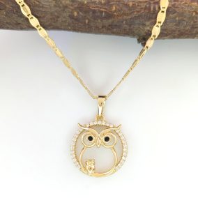Ilona aranyszínű orvosi fém bagoly medál