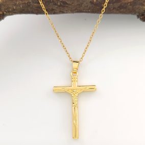 Iringó aranyszínű nemesacél kereszt medál nyaklánccal