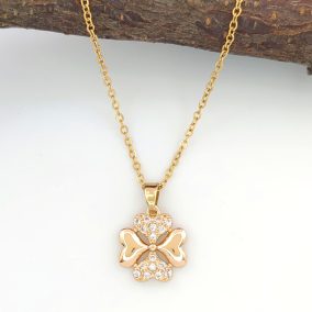 Irma aranyszínű nemesacél virág medál nyaklánccal