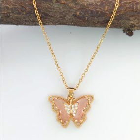   Ivetta Pink aranyszínű nemesacél pillangó medál nyaklánccal