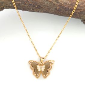   Ivetta Bronz aranyszínű nemesacél pillangó medál nyaklánccal