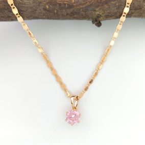   Izus Pink aranyszínű orvosi fém medál rózsaszín kristállyal