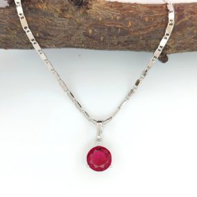   Izus Silver ezüstszínű orvosi fém medál bordó kristállyal