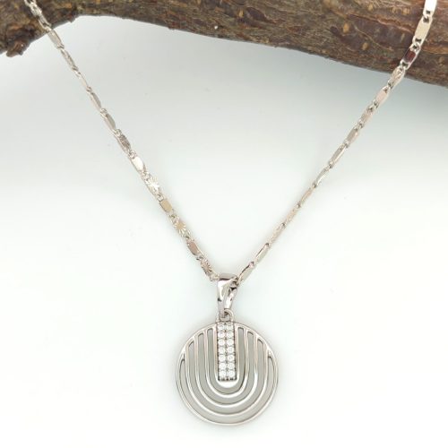 Miry Silver ezüstszínű orvosi fém medál fehér kristályokkal