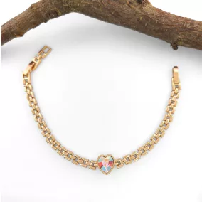   Anka aranyszínű orvosi fém karkötő színjátszós Swarovski kristállyal