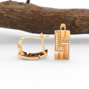   Lidy aranyszínű orvosi fém fülbevaló görög minta díszítéssel