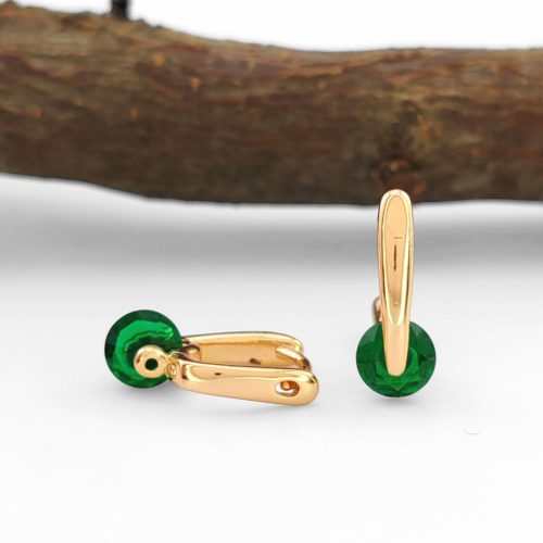 Linny Smaragd aranyszínű orvosi fém fülbevaló kristály díszítéssel