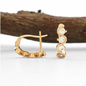   Lolly aranyszínű orvosi fém fülbevaló kristály díszítéssel