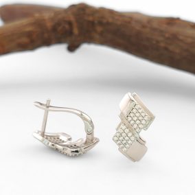   Rioni ezüstszínű orvosi fém fülbevaló kristály díszítéssel