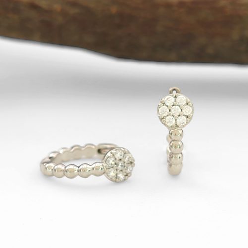 Melióra ezüstszínű orvosi fém fülbevaló kristály díszítéssel