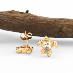   Teknőc aranyszínű orvosi fém fülbevaló kristály díszítéssel