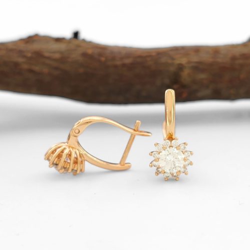 Récia aranyszínű orvosi fém fülbevaló kristály díszítéssel