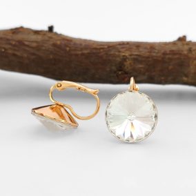   Natti aranyszínű orvosi fém fülbevaló fehér Swarovski kristállyal