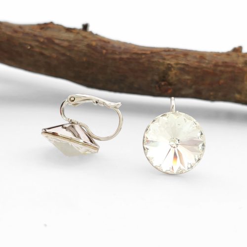 Tillia ezüstszínű orvosi fém fülbevaló fehér Swarovski kristállyal