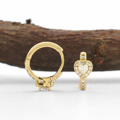 Odetta aranysárga színű orvosi fém fülbevaló fehér kristályokkal