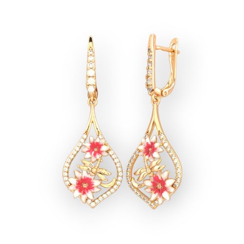 Zány Red aranyszínű orvosi fém fülbevaló virágokkal