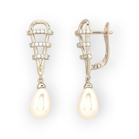   Nesszi ezüstszínű orvosi fém fülbevaló fehér tekla gyöngy díszítéssel