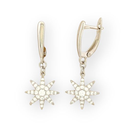 Verena ezüstszínű orvosi fém fülbevaló kristály díszítéssel