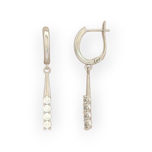 Szília ezüstszínű orvosi fém fülbevaló kristály díszítéssel