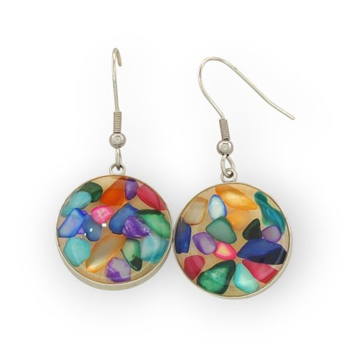 Lencsi ezüstszínű nemesacél lencse fülbevaló