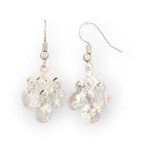 Vany White ezüstszínű orvosi fém fülbevaló kristály díszítéssel