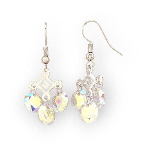 Vany ezüstszínű orvosi fém fülbevaló kristály díszítéssel