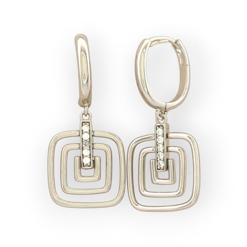 Dely ezüstszínű orvosi fém fülbevaló kristály díszítéssel