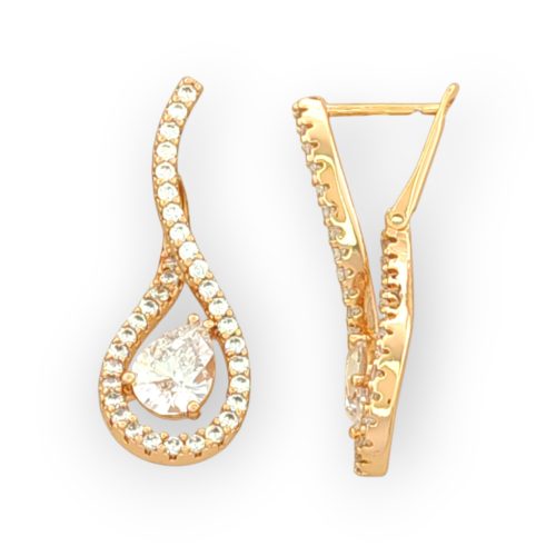 Fány aranyszínű orvosi fém fülbevaló kristály díszítéssel