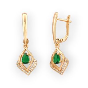   Nia Smaragd aranyszínű orvosi fém fülbevaló kristály díszítéssel