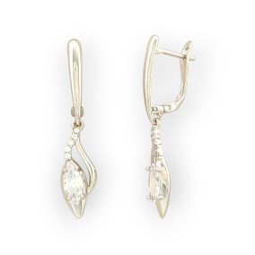   Tercia Silver ezüstszínű orvosi fém fülbevaló  kristály díszítéssel