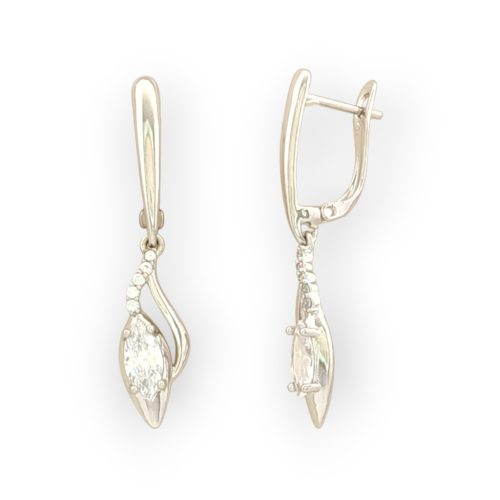 Tercia Silver ezüstszínű orvosi fém fülbevaló  kristály díszítéssel