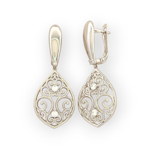 Deliny ezüstszínű orvosi fém fülbevaló kristály díszítéssel