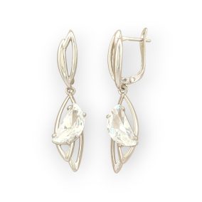   Vera ezüstszínű orvosi fém fülbevaló kristályos függővel