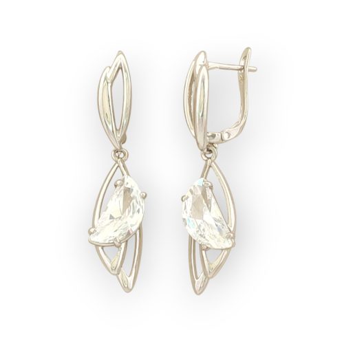 Vera ezüstszínű orvosi fém fülbevaló kristályos függővel