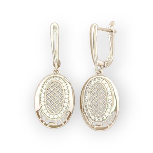 Valery ezüstszínű orvosi fém fülbevaló kristály díszítéssel