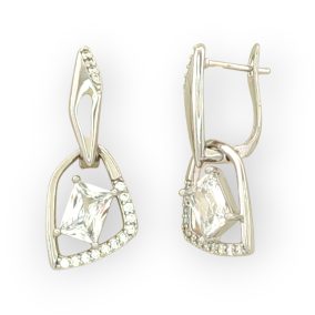   Zulinka ezüstszínű orvosi fém fülbevaló kristály díszítéssel